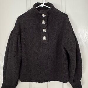 Express Black Teddy Jacket with Silver Buttons